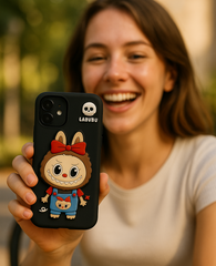 Labubu 3D Cartoon Silicone iPhone Case – Cute Shockproof Cover for iPhone 15/14/13/12 Series