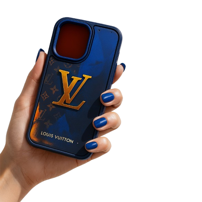 Louis Vuitton phone case with brand logo on a white background