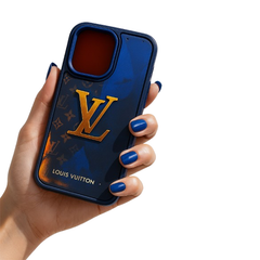 Louis Vuitton phone case with brand logo on a white background