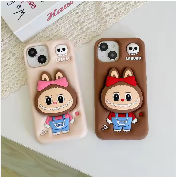 Labubu 3D Cartoon Silicone iPhone Case – Cute Shockproof Cover for iPhone 15/14/13/12 Series