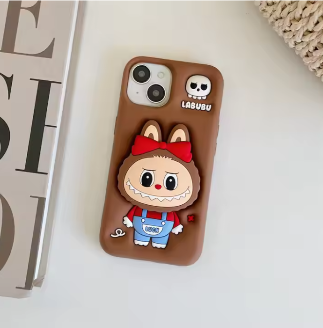 Labubu 3D Cartoon Silicone iPhone Case – Cute Shockproof Cover for iPhone 15/14/13/12 Series