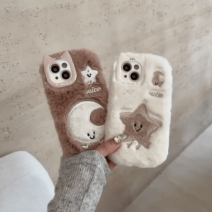3D Furry Cartoon Phone Cases – Soft Plush Shockproof Cover for iPhone 14 Pro Max/15 Pro Max/ 16 Pro Max
